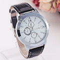 New arrival trendy leather band 3 dial decoration men watch 2014